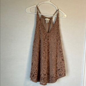 Love J Lined Brown Lace Summer Spaghetti Strap Halter Top. Size XL